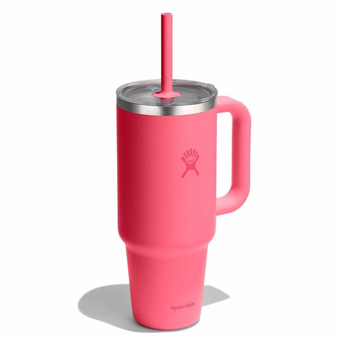 40-oz-travel-tumbler-g0 tt40pscc668-40-oz-travel-tumbler-clear-lid-popstar-pink-angled.jpg